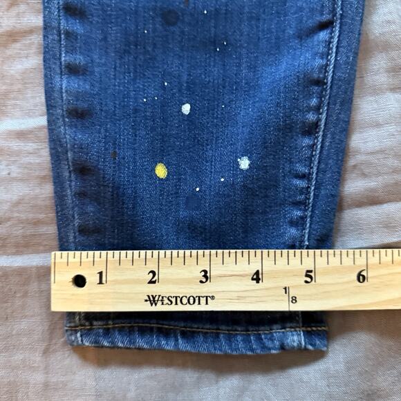 Paige Women's Skinny Ankle Paint Splatter Dark Wash 32x27 - Picture 6 of 12